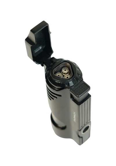 Parmida 3 Torch Pürmüz Delicili Siyah Metal Puro Çakmağı - Tr9517