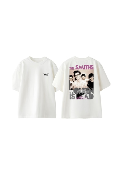 Thewert The Smiths 1 Tasarım Sırt Baskılı Pamuk Beyaz Oversize T-shirt
