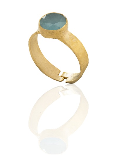 Kadir Jewellery 22 Ayar Altın Kaplama Zirkon Taşlı Kadın Minimal Yüzük Açık Mavi 71904653