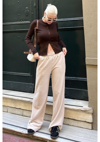 Madmext Bej Beli Lastikli Yüksek Bel İspanyol Paça Triko Eşofman Mg2211 Bej Madmext Bej Beli Lastikli Yüksek Bel İspanyol Paça Triko Eşofman Mg2211 Bej