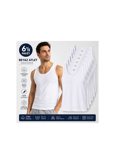No Brand Beyaz Pamuklu Atlet Beyaz Beyaz