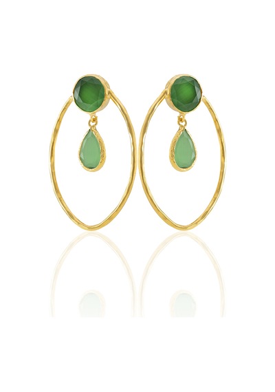 Kadir Jewellery 22 Ayar Altın Kaplama Vintage Küpe -el İşçiliği Ve Hipoalerjenik Küpe Yeşil 26654061