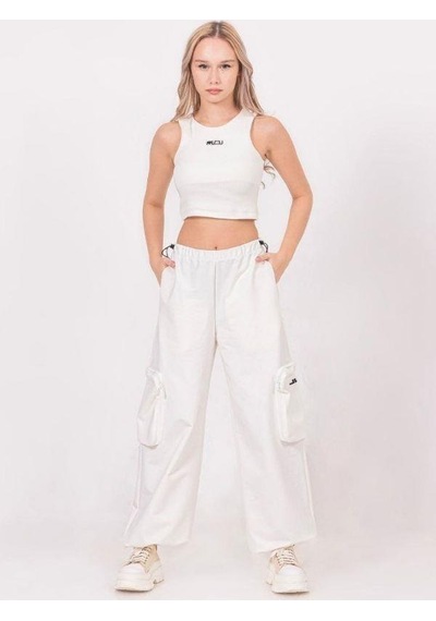Kız Çocuk Sıfır Kol Crop Bluz-13792-ekru Ekru
