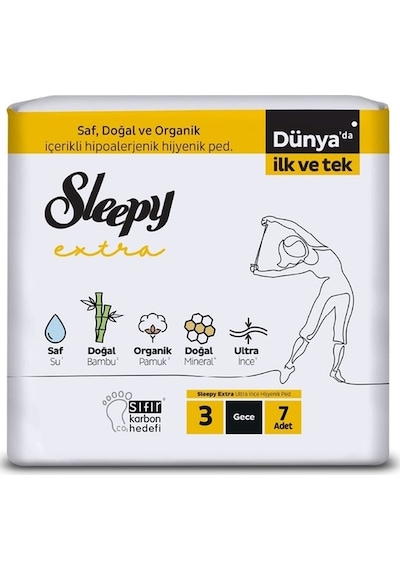Sleepy Extra Ultra İnce Hijyenik Ped 3 Gece 7 Adet