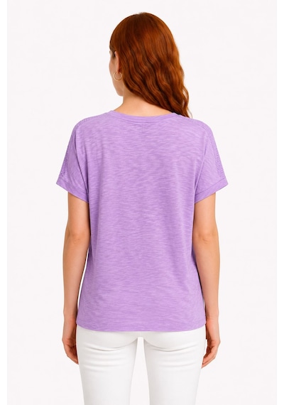 Neden Tekstil Kadın Lila Baskılı Kısa Kol T-shirt - Mor