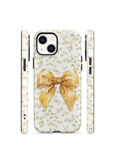 Velvoria Valestra Golden Floral Bow Apple iPhone Uyumlu 15 Darbe Korumalı Kılıf Valestra Select - Golden Floral Bow