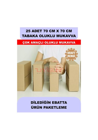 25 Adet 70cm X 70cm Baskısız Tabaka Oluklu Mukavva, Çocuk Etkinlik Kartonu, Maket Kartonu, Kargo Kartonu
