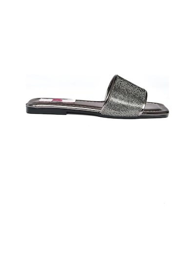 Fox Shoes P820038614 Platin Kalın Bantlı Sim Detaylı Kadın Terlik