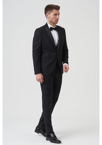 White Stone Los Angeles D2402 Slim Fit 6 Drop Damatlık Takım Elbise Siyah - Siyah