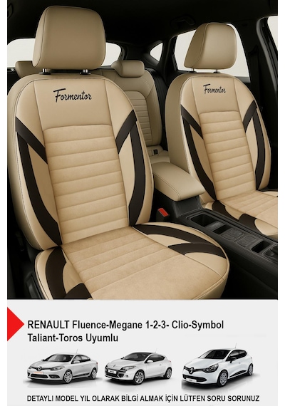 Formentor Tay Tüyü Oto Koltuk Kılıfı Renault Fluence-megan 1-2-3-clio-symbol-tailant-toros Bej