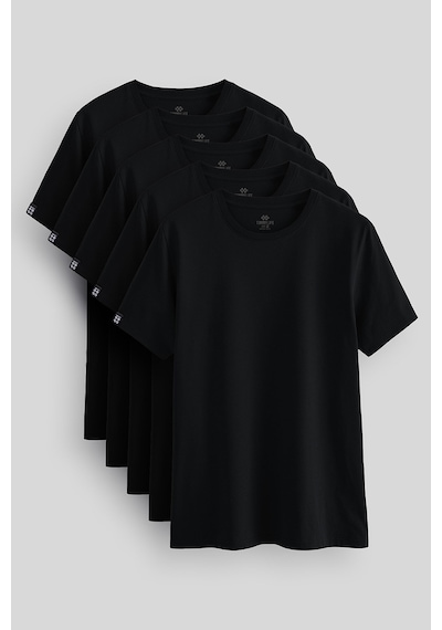 Tommy Life Standart Fit Basic O Yaka 5li Paket Siyah Erkek T-shirt 87911