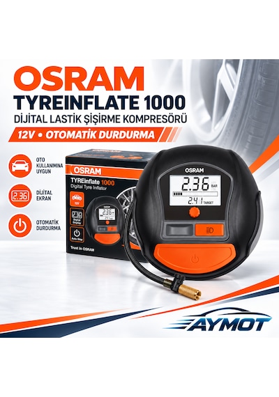 Osram Tyreinflate 1000 12v Dijital Otomatik Lastik Şişirme Kompresörü -