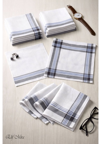 Hepsine Rakip 12 Li Erkek Cep Yaka Mendil Seti Pamuklu 30x30 Cm Mirşah Kahve