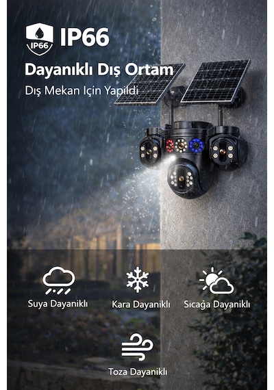 Esvision 7020 4 Lensli 4G Çift Solar Panel 16x Zoom Dual Batarya Hieasy Aov Sürekli Kayıt Gece Görüş Çift Yönlü Ses Akıllı Kamera