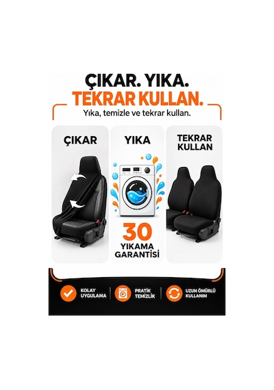 Siyah Peugeot Partner Penye Oto Koltuk Kılıfı - Marka Yeni Logo Baskılı