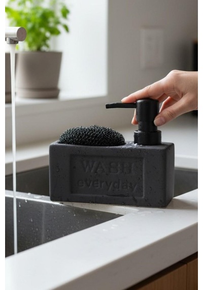 Seramik Sıvı Sabunluk 300ml Siyah Wash 48774