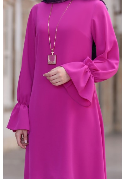 Raika Moda Feryal Büyük Beden Pantolon Tunik Tesettür Takım Fuşya
