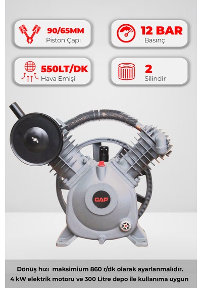 Kompresör Kafası Çift Piston 12 Bar Pistonlu Gk2090