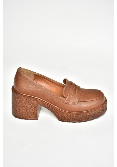 Fox Shoes T996152009 Taba Kalın Topuklu Kadın Ayakkabı Taba