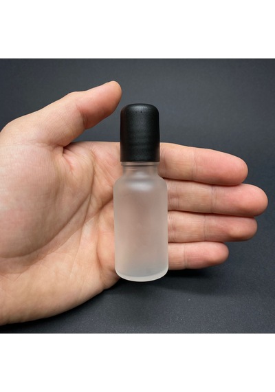 20 Ml Buzlu Cam Roll On Şişesi , Siyah Kapaklı Cam Esans Şişesi 20 Cc X 3 Adet