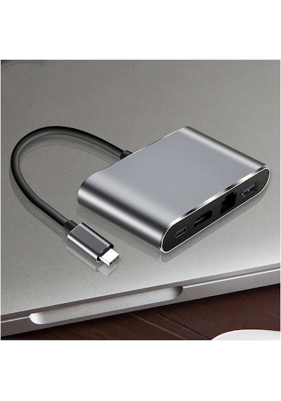 4In1 Type C To Usb 3.0 + Hdmi + Gigabit Ethernet + Type-C Adaptör (539269031)