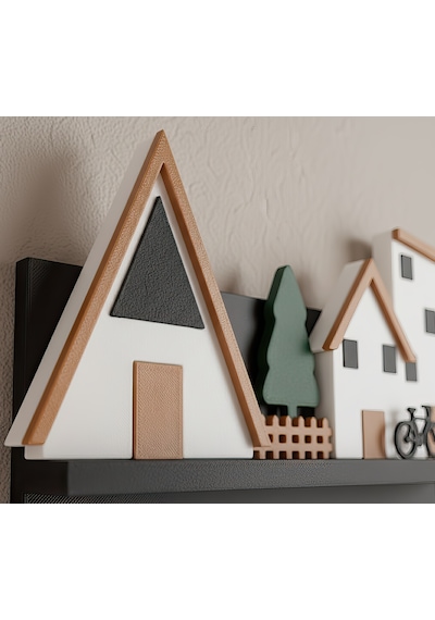 Minik Evler V2 Anahtarlık-duvar Askılı Anahtarlık - Anahtarlık Askısı-duvar Anahtarlığı 22x17 Cm 22x17 Cm