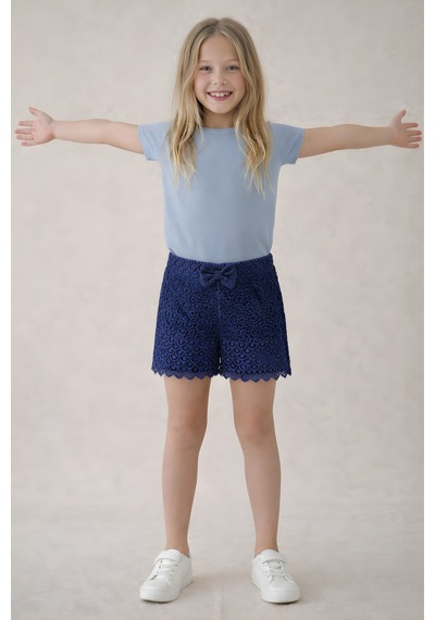 Esila Kids Kız Çocuk Şort Brode Lacivert
