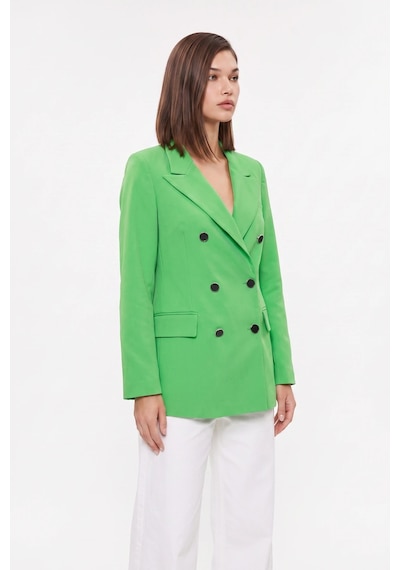 CEMO Yeşil Çift Düğmeli Kruvaze Blazer Ceket Fıstık Yeşili