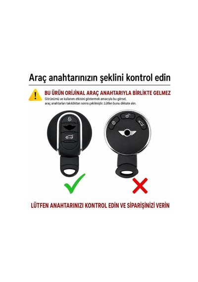 Mini Cooper F55 F56 F57 R56 R57 F60 Siyah Silver Anahtar Kılıfı Şık Silikon Koruma