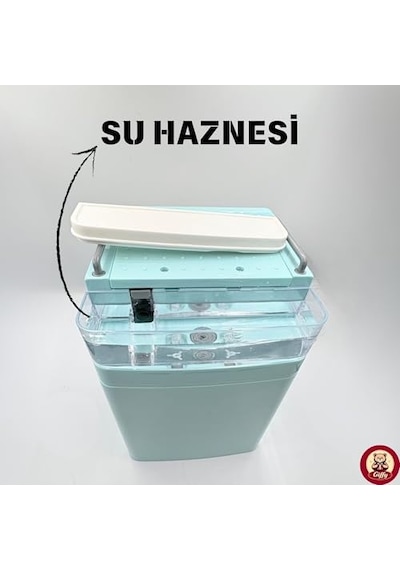 Oyuncak Buharlı Sesli Işıklı Kahve Makinesi Pilli Gerçekçi Su Akışlı Renk Değiştiren Bardaklı Mini Barista Seti Mavi Açık Gri