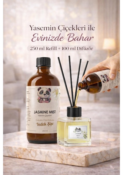 Yasemin Çiçekleri Çubuklu Oda Kokusu 250 Ml Refil Ve 100 Ml Difüzör Şişe Fresh