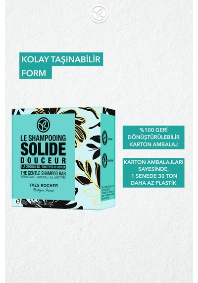 Yves Rocher Yumuşatıcı Katı Şampuan - Normal Saçlar / Douceur- Sls,sles İçermez,tuzsuz, Vegan-60 Gr 60 Ml