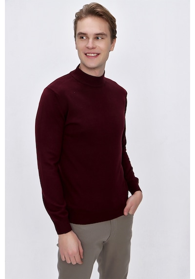 Morven Basic Dinamik Fit Rahat Kesim Yarım Balıkçı Yaka Triko Kazak 99kc017002752 Koyu Bordo