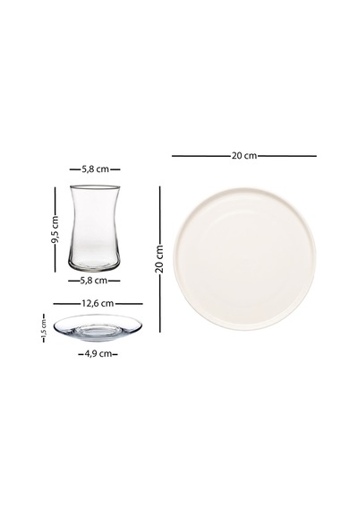 Botanical 12 Parça 4 Kişilik Seramik Pasta Tabağı Seti 20 Cm / Çay Seti 170 Cc Çok Renkli