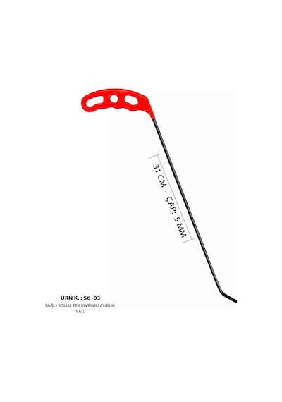 31 Cm 5 Mm Çap Sağlı Sollu Tek Kıvrımlı Sağ Boyasız Göçük Düzeltme Çubuğu, Pdr Çubuk - S6-03