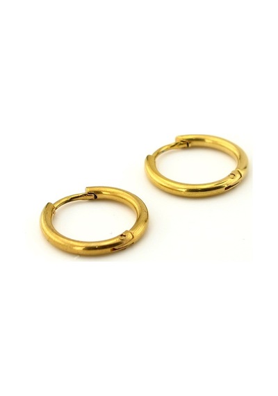 Sarı Renk 16 MM Ince Halka Çelik Unisex Küpe E760 Çok Renkli