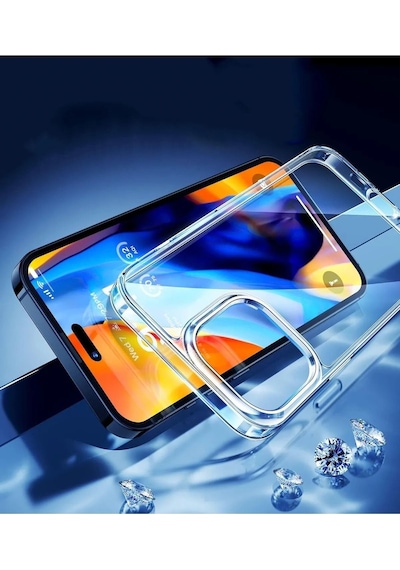Apple Uyumlu iPhone 14 Pro Max Kılıf Şeffaf Yumuşak Silikon Kamera Korumalı Yüksek Kalite Turuncu