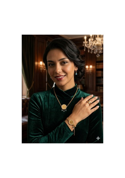 Çeyrek Altın Figürlü Çelik Kolye Gold