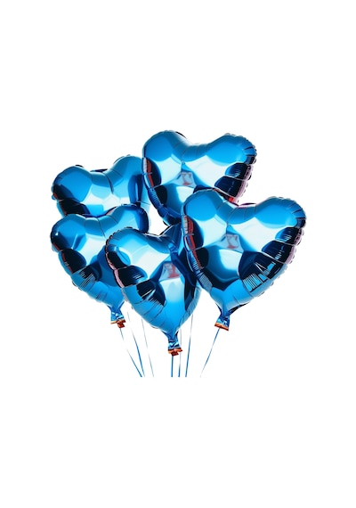 5 Adet 18 İnç 45 Cm Kalp Folyo Balon Mavi MAVİ