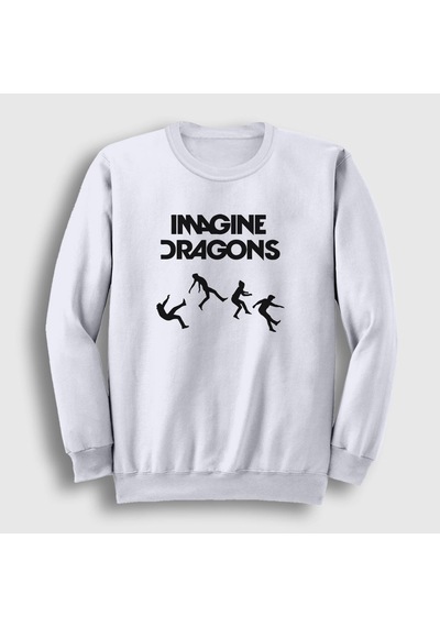 Presmono Unisex World Imagine Dragons Sweatshirt Beyaz