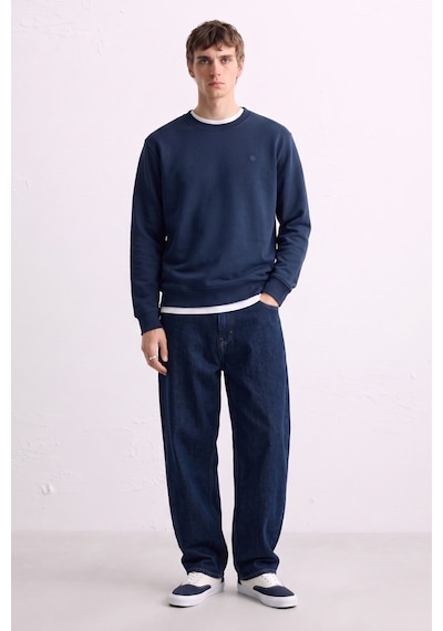 Barrels And Oıl Erkek Göğüs Baskı Detaylı Uzun Kollu Sweatshirt - İndigo İndigo