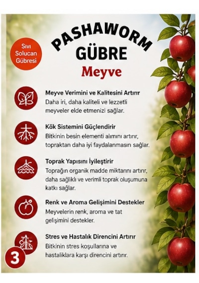 Pashaworm Meyve Konsantre Sıvı Gübre 5 L Meyve Ağaçları İçin
