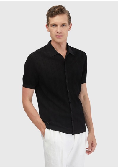 Ramsey Siyah Polo Yaka Jakarlı Hırka