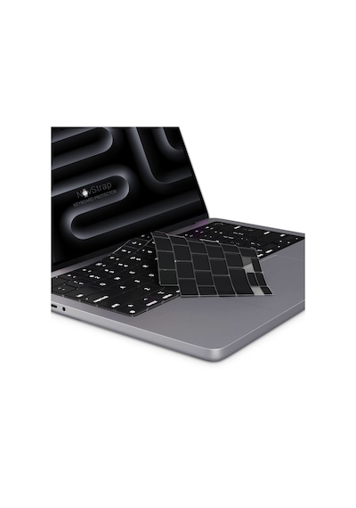 Novstrap Apple MacBook Pro 16 İnç M5 Pro M5 Max A3428 A3429 İle Uyumlu Türkçe Q Siyah Klavye Koruyucu Kılıf
