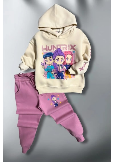 Koçak Kids 3 İplik Huntrix Kız Çocuk Eşofman Takım Pembe