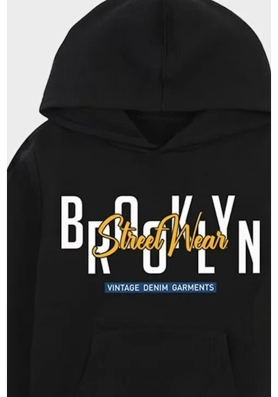 Panios Kids 4'lü Do This-street-sk-world Baskılı Erkek Çocuk Kanguru Cepli Kapüşonlu Sweatshirt Siyah - Gri