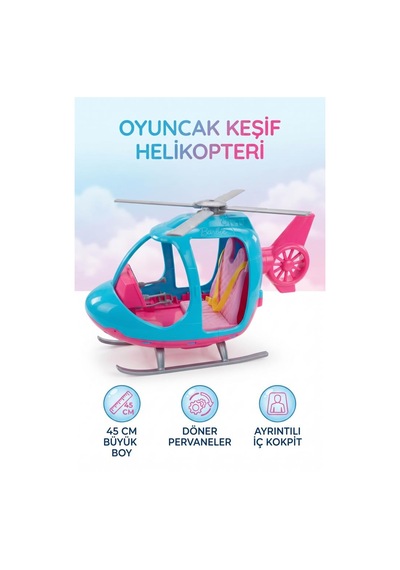 Barbe Keşif Helikopteri 45 Cm 2 Kişilik Detaylı Görünümlü Harketli Eğitici Oyuncak Helikopter