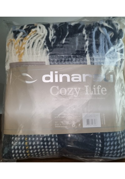 Livoras Home Dinarsu Cozy Life Pamuklu Tv Battaniyesi 130 X 170cm Inka Mavi Sarı İnka Sarı Mavi