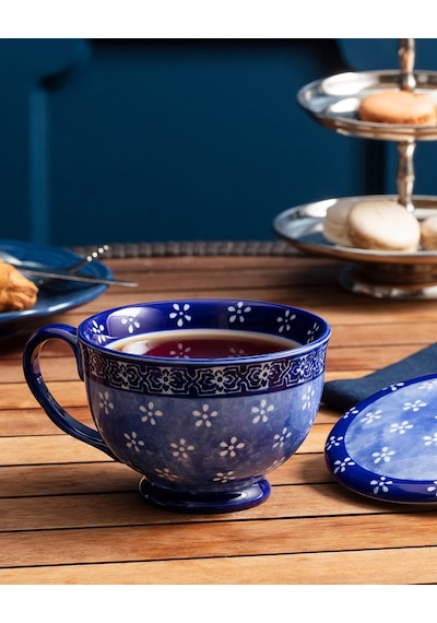 Rêve Kapaklı Çay Fincanı 8682116106252 Beyaz - Mavi