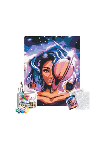 Sayılarla Boyama Seti 40 X 50 Cm Tuval Şasesine Gerili Evrendeki Kadın